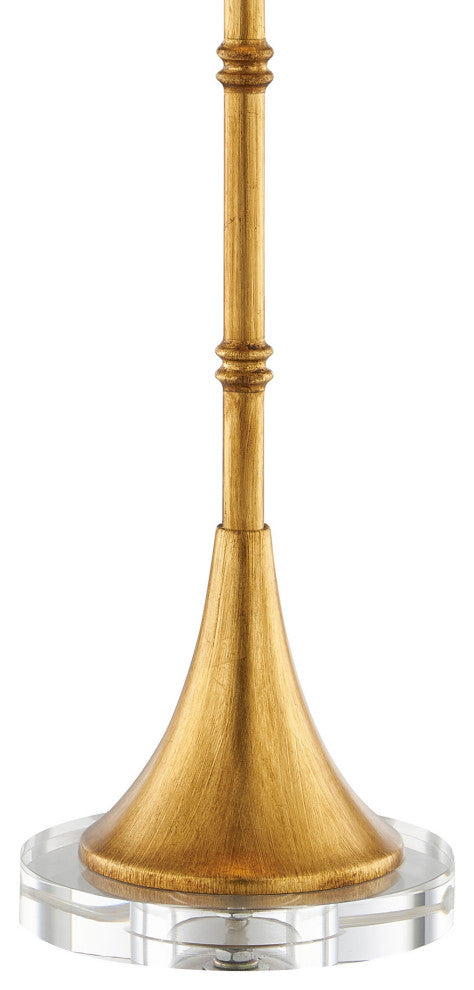 2-Light Gold Metal Floor Lamp With A White Linen Shade