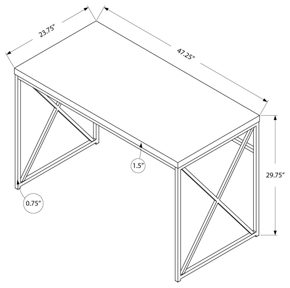 24" White and Silver Computer Desk
