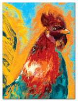 Wild Colorful Rooster 12x16 Canvas Wall Art