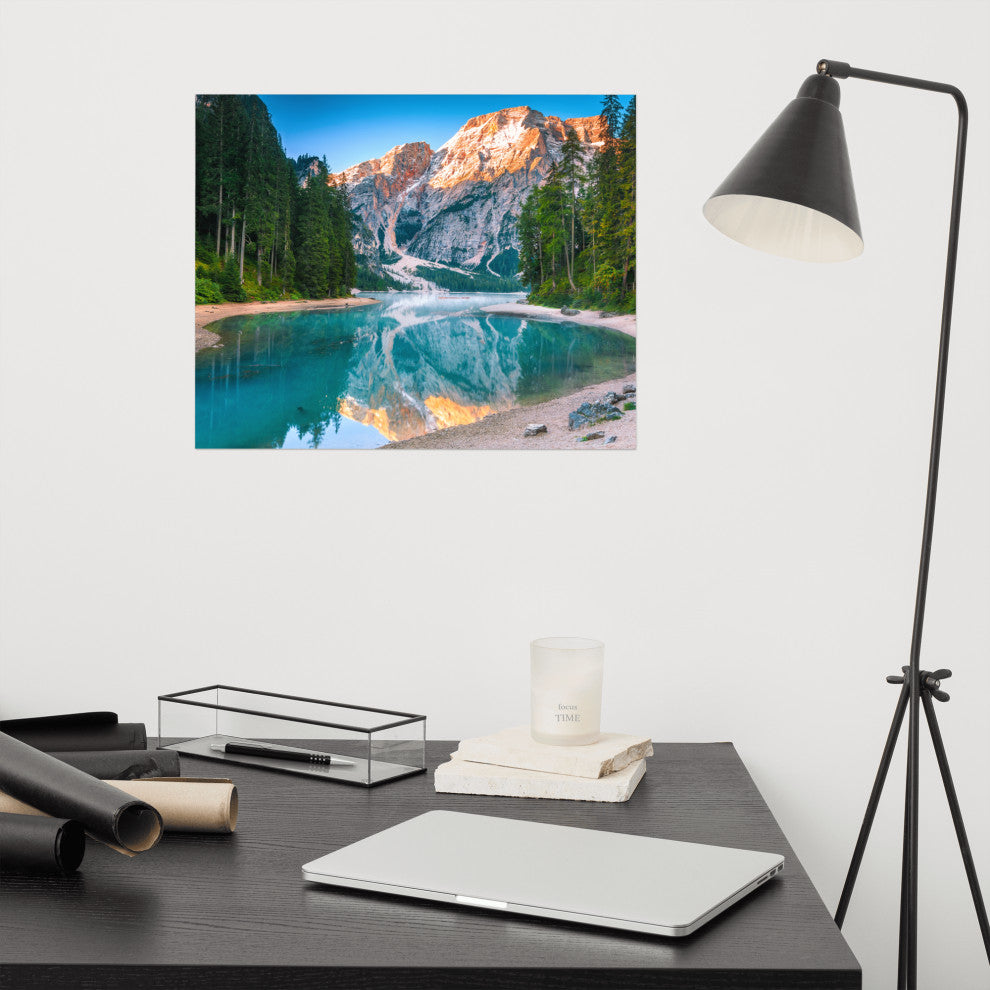 Misty Lake and Snow-cap Mountain Reflections Unframed Wall Art Prints, 16" X 20"