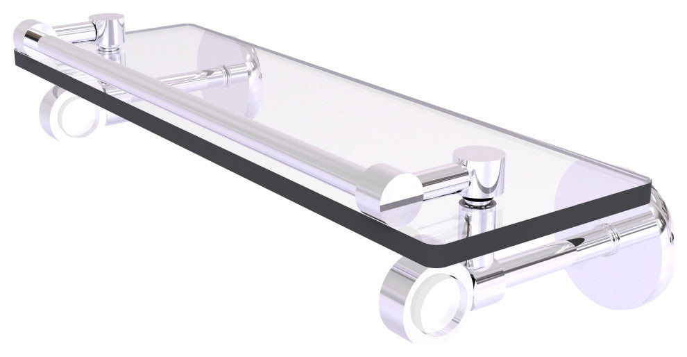 Clearview 16" Glass Shelf with Gallery Rail, Polished Chrome