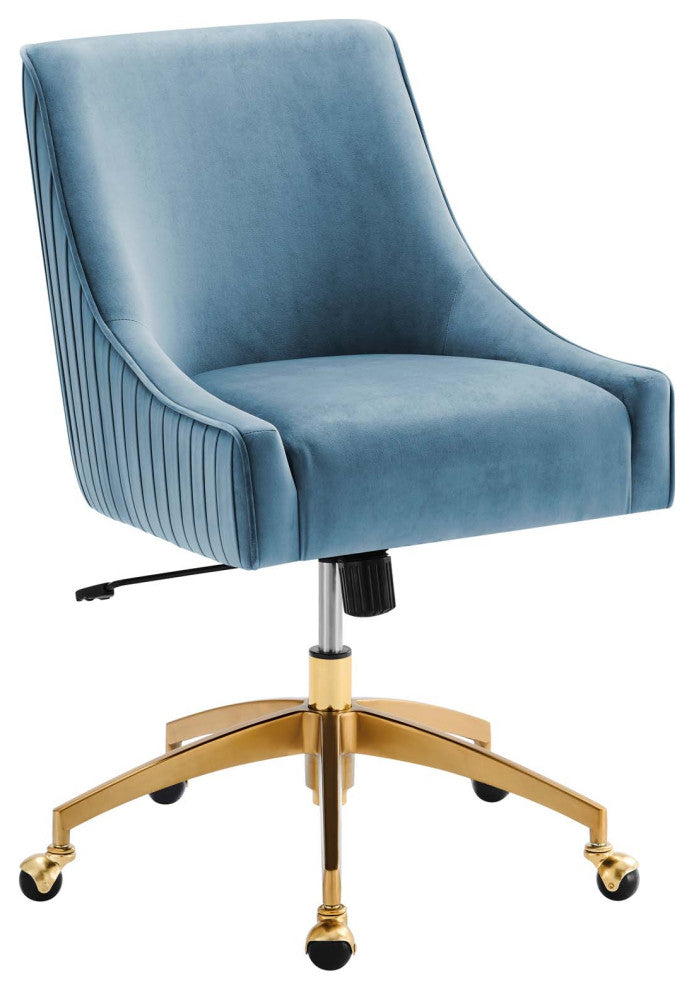Discern Performance Velvet Office Chair, Light Blue