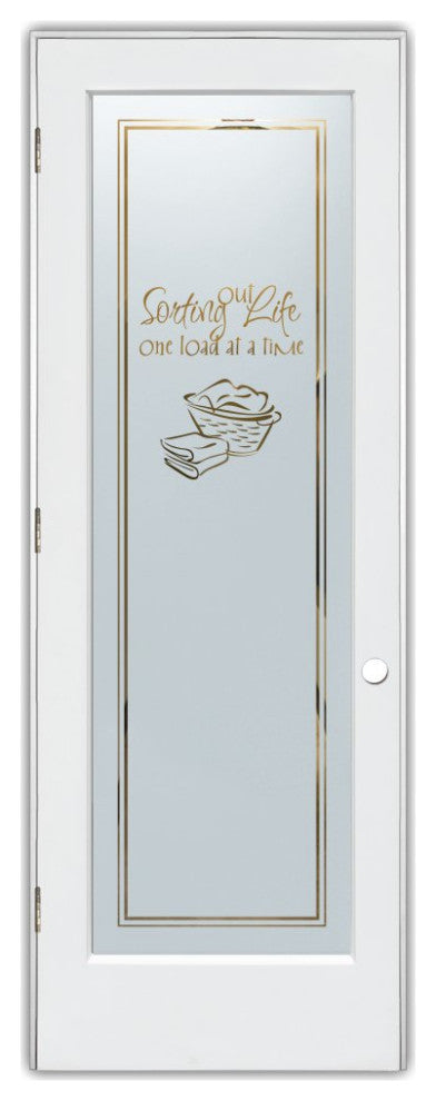 Laundry Door - Sorting Out Life Laundry Basket - Primed - 30" x 80" - Knob...