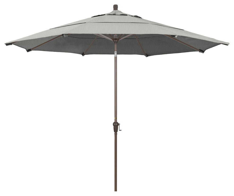 11' Champagne Auto-Tilt Crank Lift Aluminum Umbrella, Sunbrella, Granite