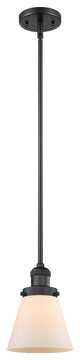 1-Light Small Cone 6" Pendant, Matte Black, Glass: Matte White Cased