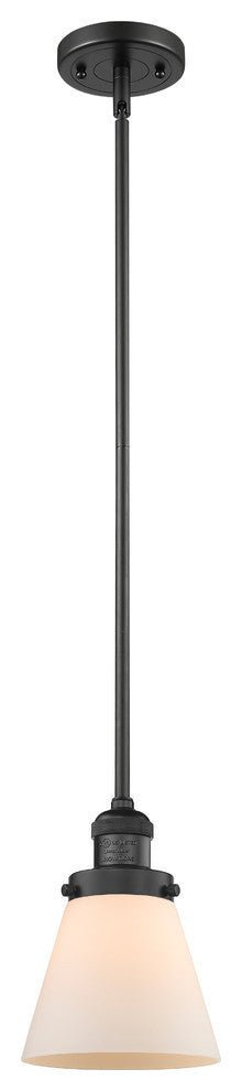 1-Light Small Cone 6" Pendant, Matte Black, Glass: Matte White Cased
