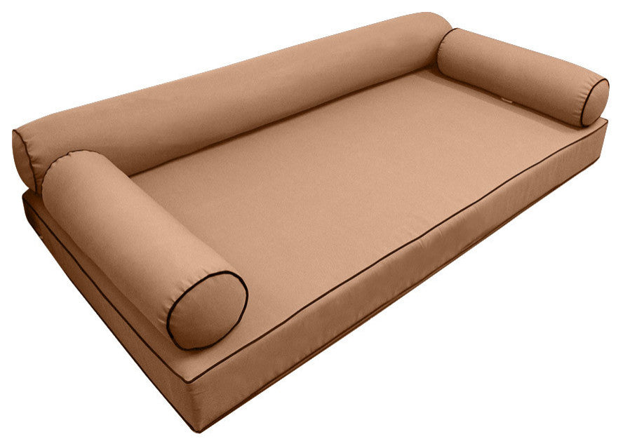S6 Twin-XL Contrast Trim Mattress Bolster Pillow Outdoor Slip Cover ONLY AD104