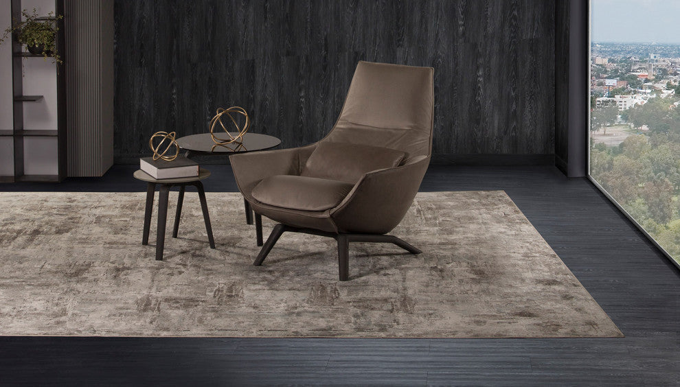 Nativa Interiors Matteo Geniune Leather Chair, Charcoal