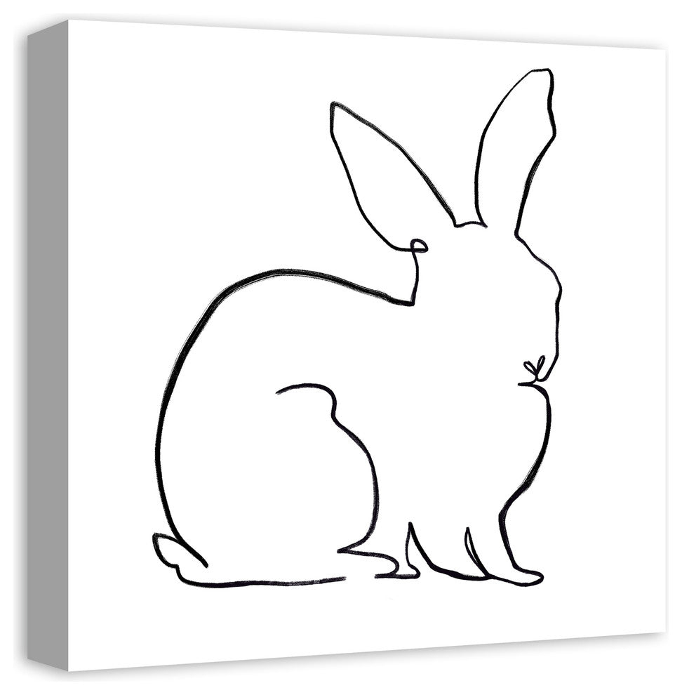 Simple Rabbit Sketch 16x16 Canvas Wall Art