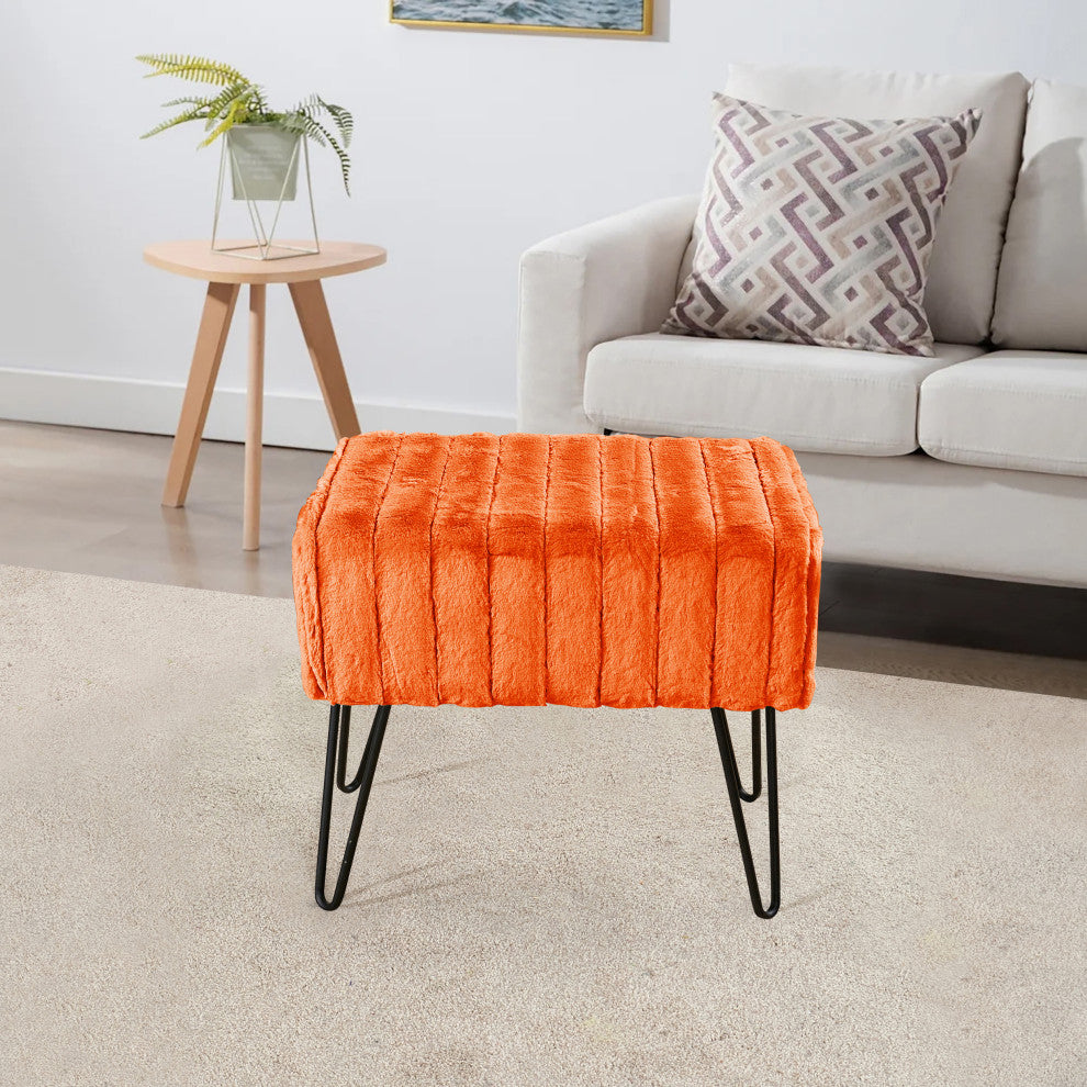 Serenta Super Mink Ottoman, Burnt Orange, 19''x13''x17''