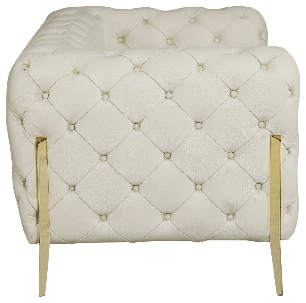 Angelica Italian Leather Loveseat, Beige