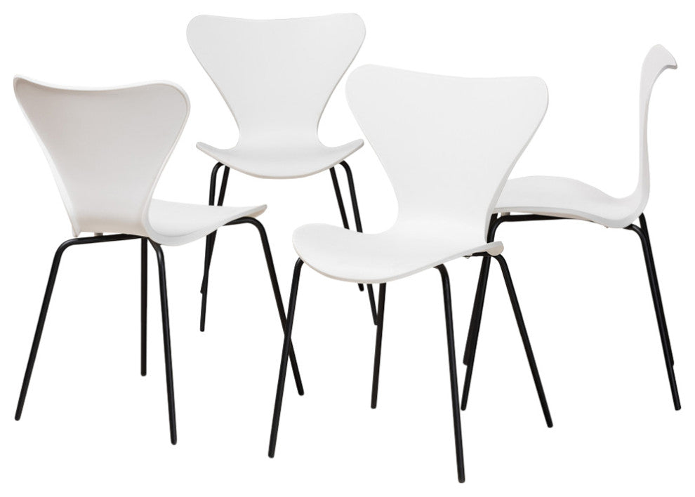 Tiffanie Modern 4-Piece Stackable Dining Chairs, White