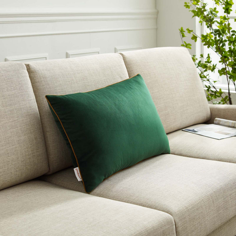 Accent Throw Pillow, Velvet, Green Brown, Modern, Living Lounge Hospitality