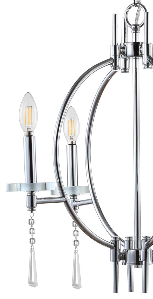 Laura 23" Crystal, Metal LED Pendant, Chrome