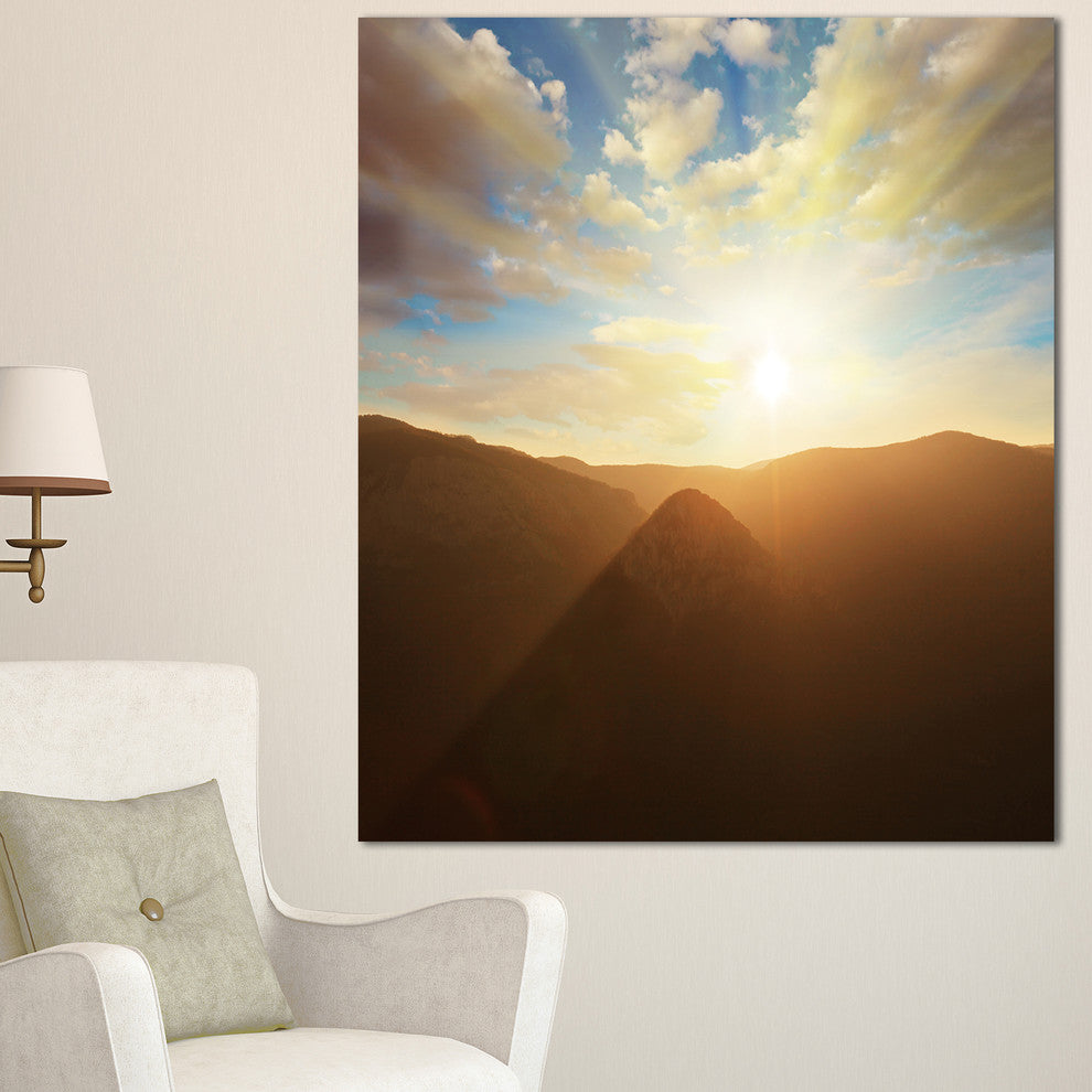 Sunset over Gloomy Mountains, African Landscape Canvas Art Print, 30"x40"