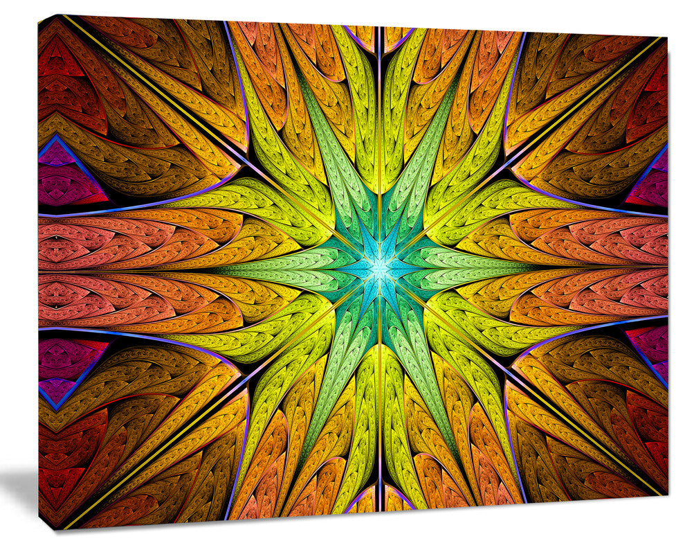 Extraordinary Fractal Yellow Design, Oversized Abstract Canvas Art Print, 60x40
