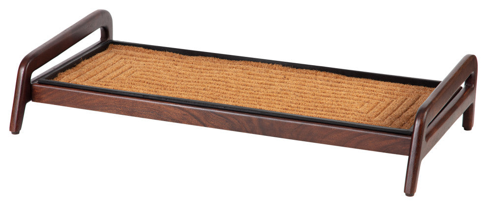 Single-Tier Brown Stand With 3-Pair Rubber Boot Tray Rectangle Ripple