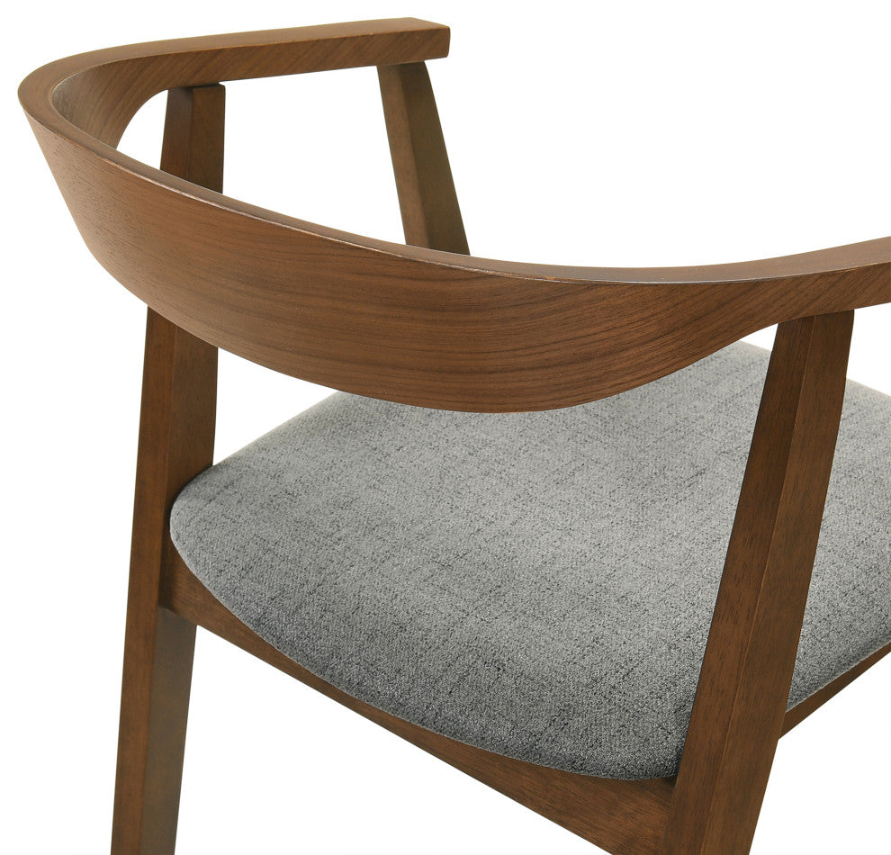 Santana 5-Piece Round Walnut Wood Dining Table Set With Charcoal Fabric