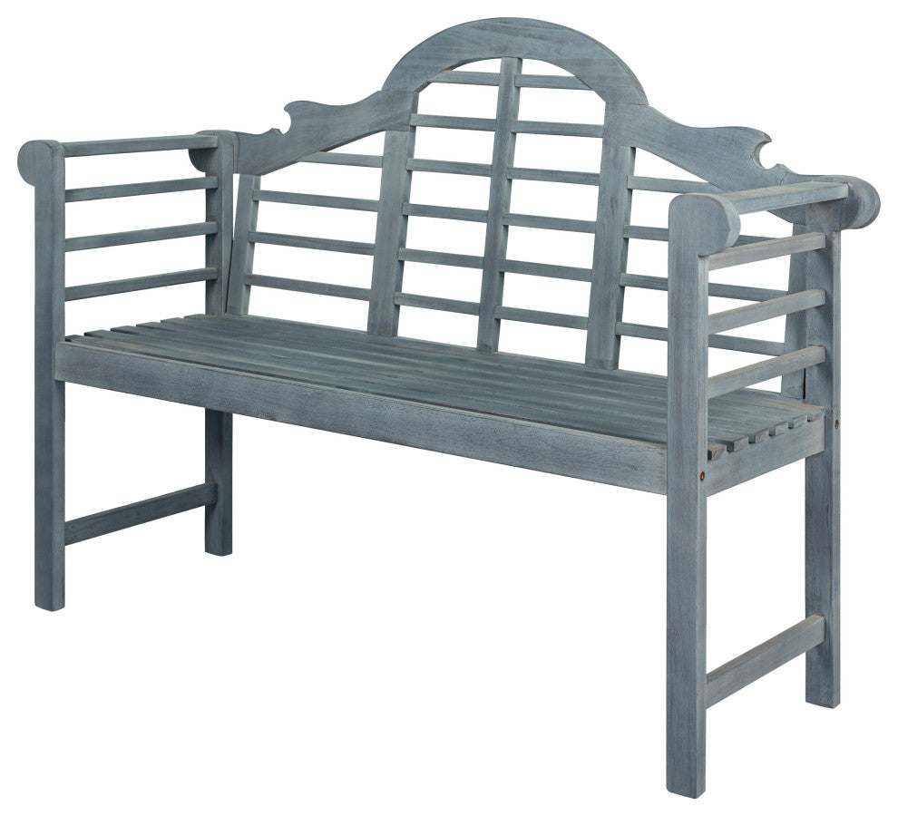 Lutyens 51.2" 3-Seat Arched Acacia Wood Outdoor Garden Patio Bench, Gray