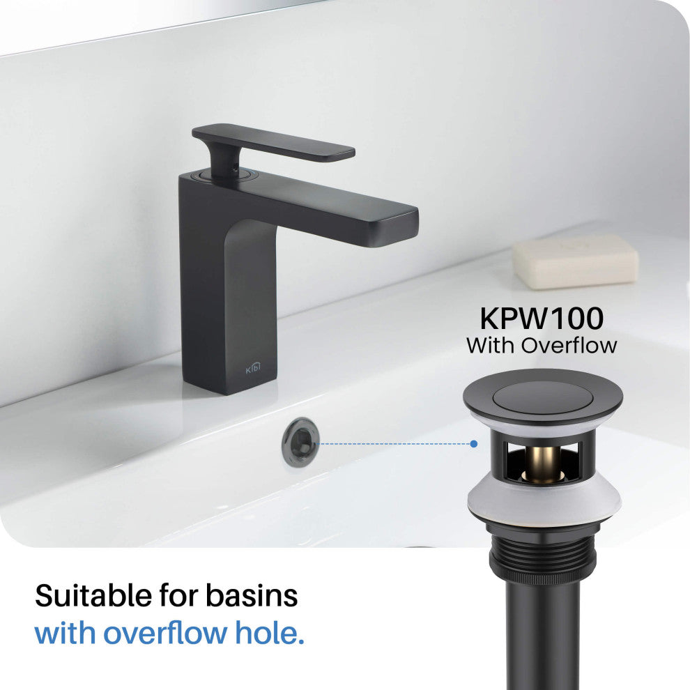Cube 8" Widespread Bathroom Sink Faucet With Drain Assembly, Matte Black