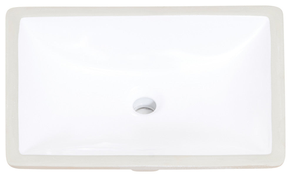 20" Rectangular White Finish Ceramic Undermount Vanity Sink
