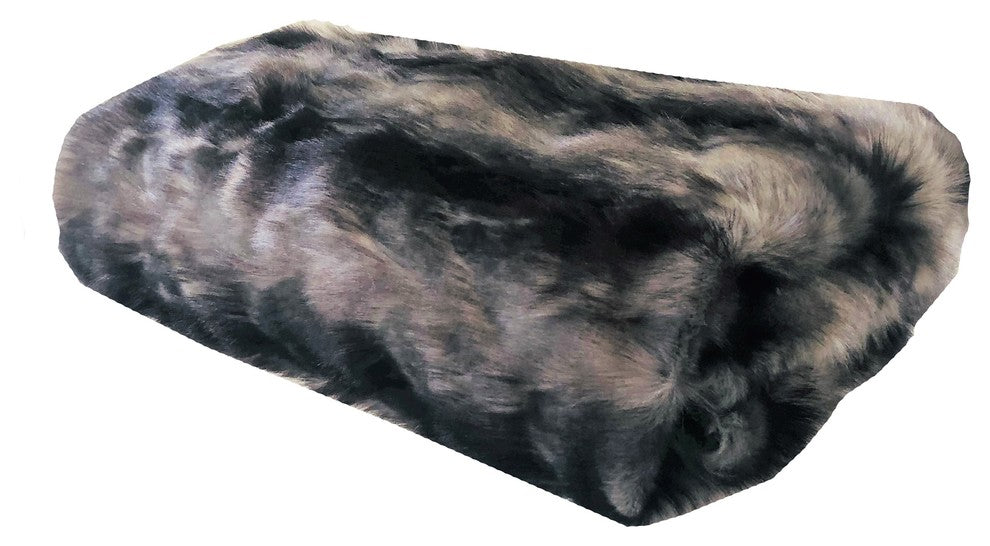 Plutus Brandy Gray Faux Fox Throw Blanket, 114x120