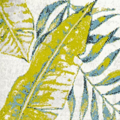 Monstera Tropical Leaves Ivory/Green 2'x8' Runner Rug