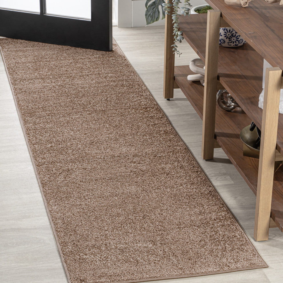 Haze Solid Low-Pile Brown 2 ft. x 12 ft. Runner Rug