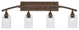 Bow 4 Light Bath Bar In Bronze Finish With 4" Clear Bubble Glass