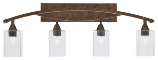 Bow 4 Light Bath Bar In Bronze Finish With 4" Clear Bubble Glass