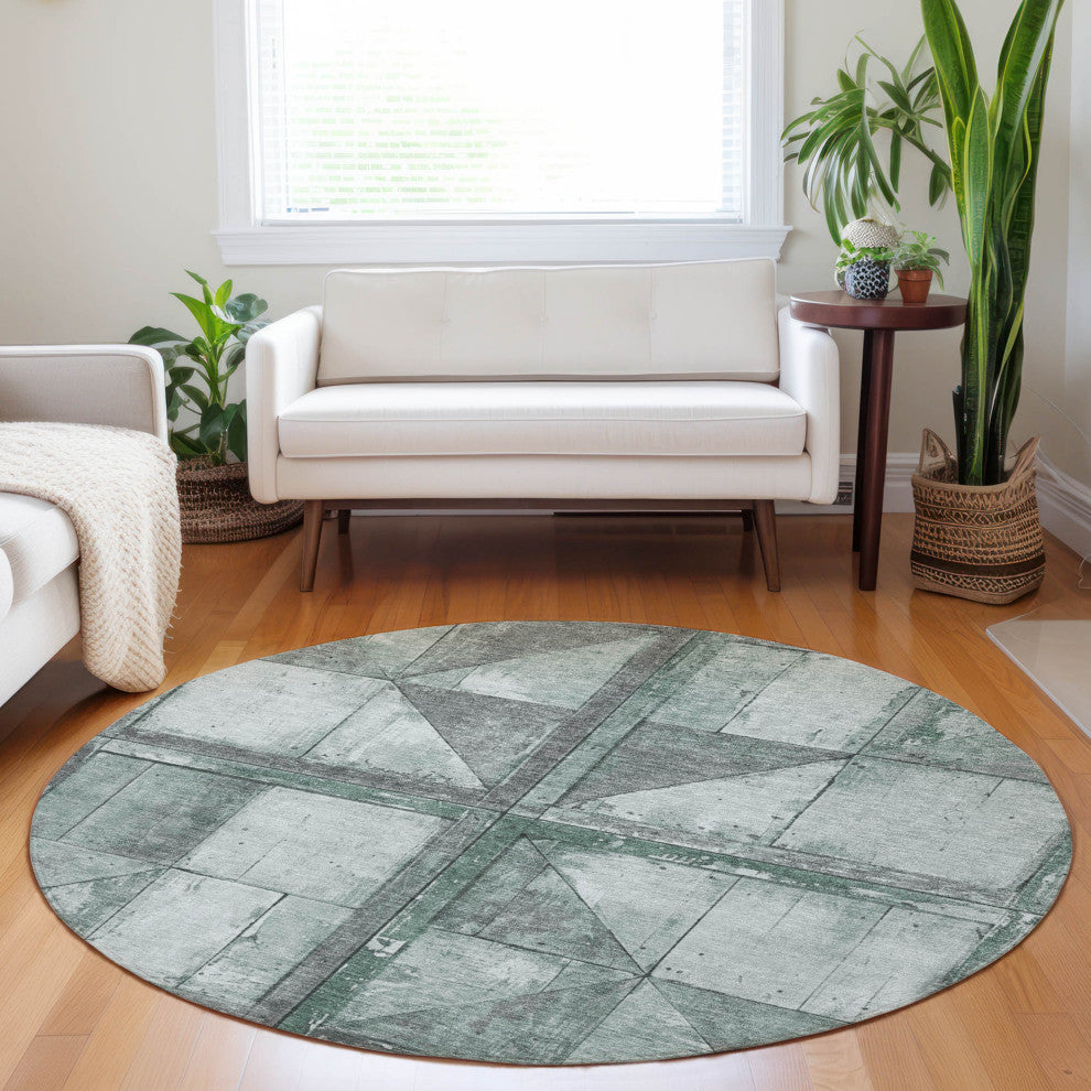Machine Washable Indoor/Outdoor Chantille ACN1875 Sage 8' x 8' Round Rug