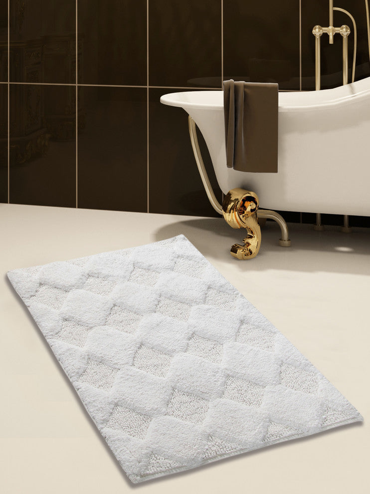 Bath Rug Cotton, 50"x30", White, GSF 210, Pattern Charlotte