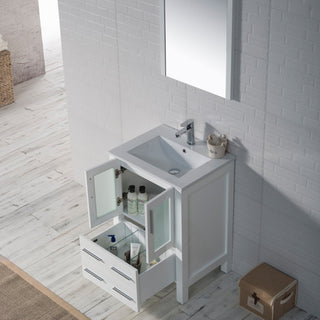 Sydney 24 Inch Vanity with Ceramic Sink & Mirror - White