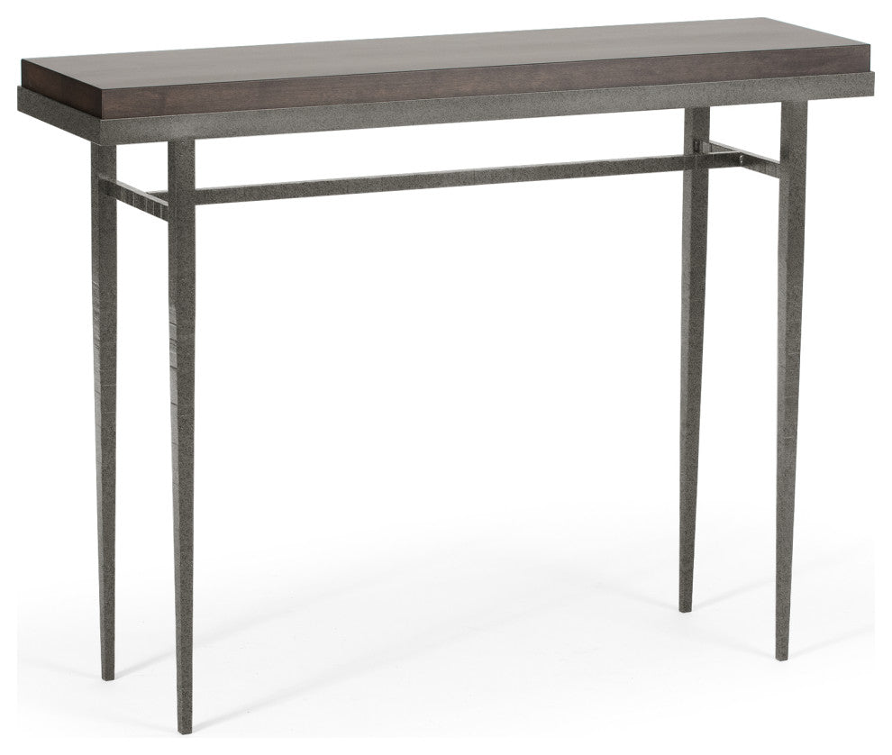 Wick 42" Console Table, Natural Iron Finish, Maple Espresso Accents