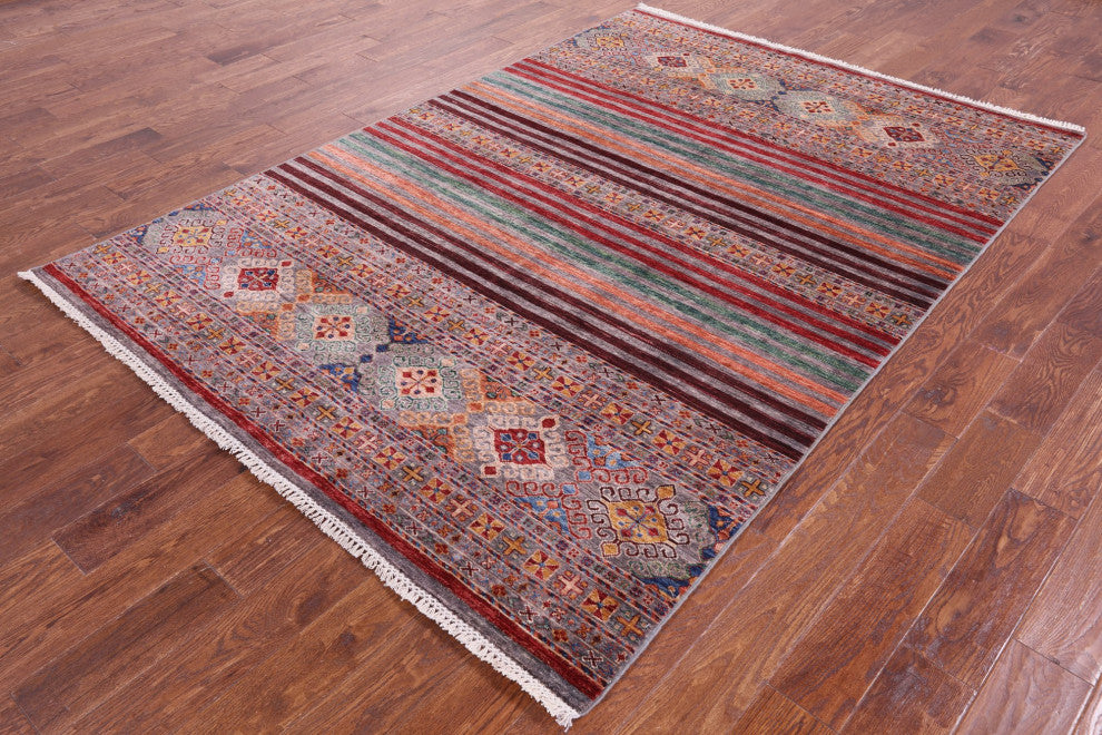 Handmade Khorjin Super Kazak Wool Rug 5' 10" X 8' 5" Q11312