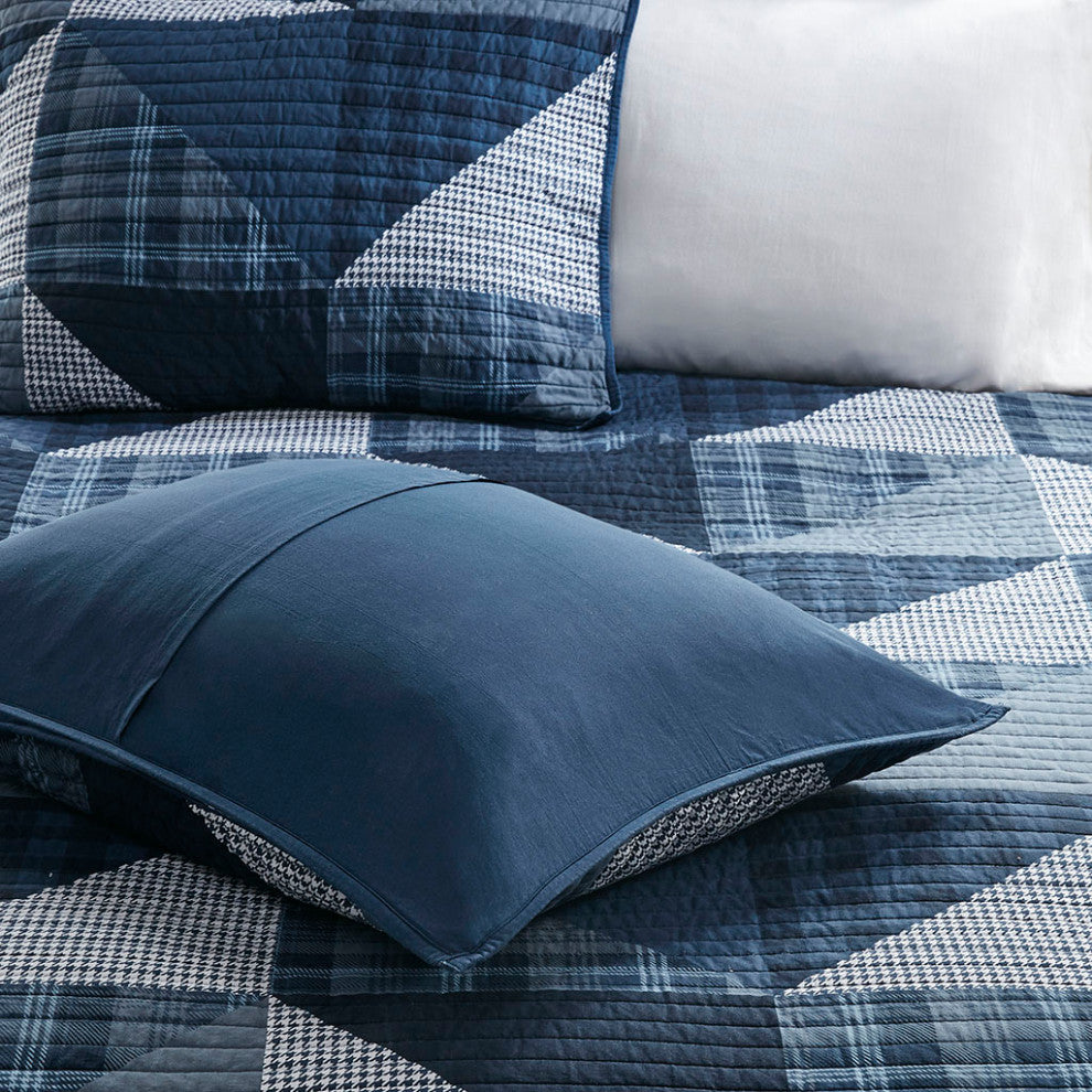 Woolrich Olsen Olsen 3 Piece Oversized Cotton Quilt Set, Blue