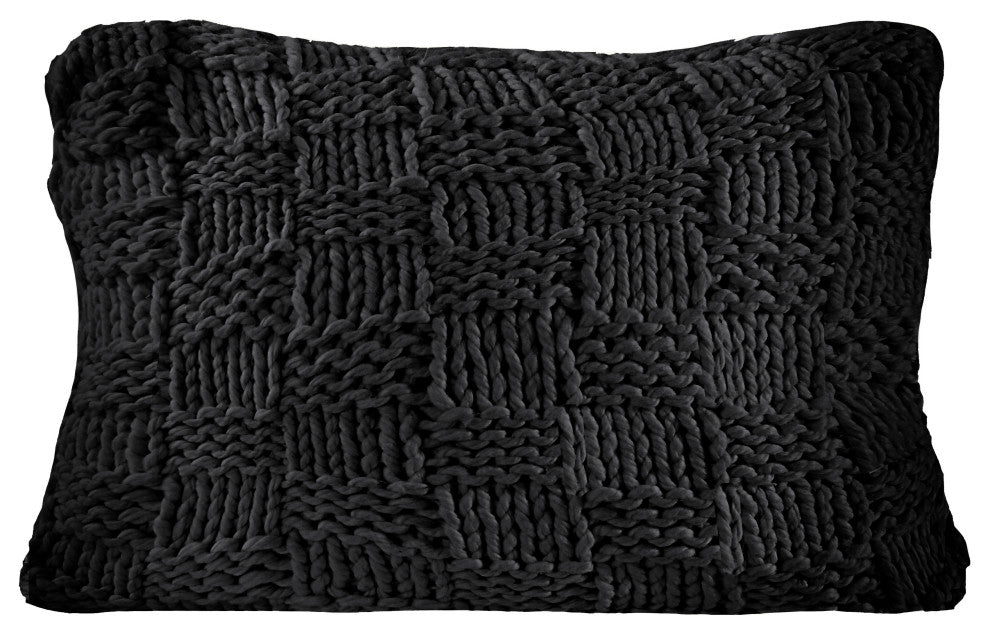 Chess Knit Dutch Euro Pillow, 28"x38", Black