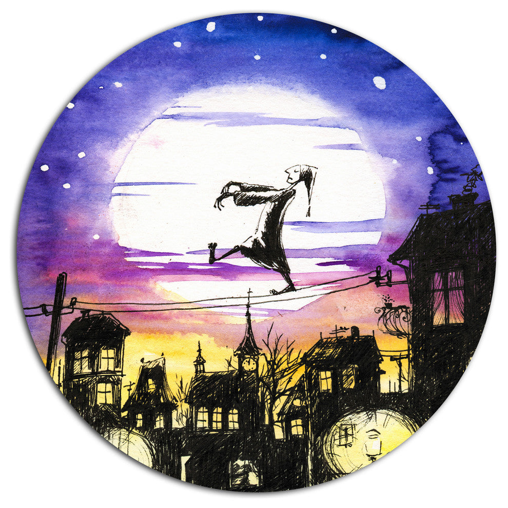 Sleepwalker In Moonlight, Round Wall Art, 23"