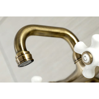 Kingston Brass KS612AB Two-Handle Wall Mount Bar Faucet, Antique Brass