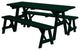 Pine Traditional Table With 2 Benches, Dark Green, 5 Foot, 2 Benches
