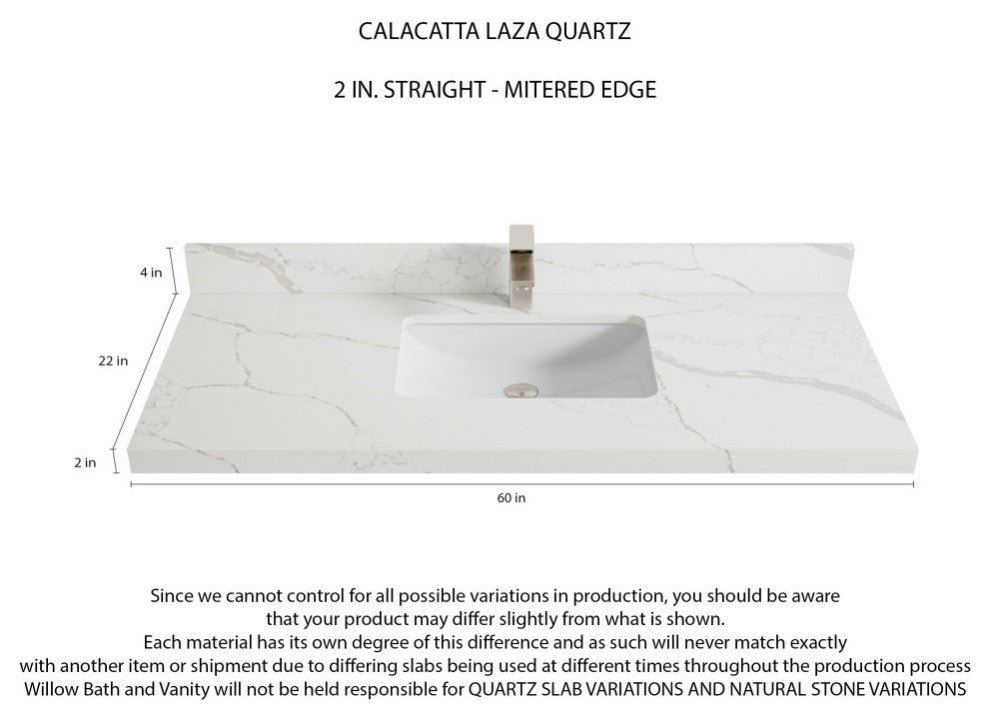 Madison  Teak 60 Single Bathroom Vanity Golden Teak 2" Calacatta Laza