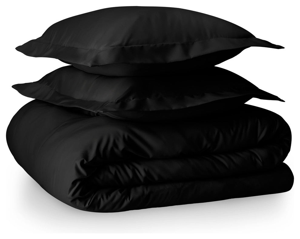 Bare Home Microfiber Duvet Insert & Duvet Cover Set, Black, Full/Queen
