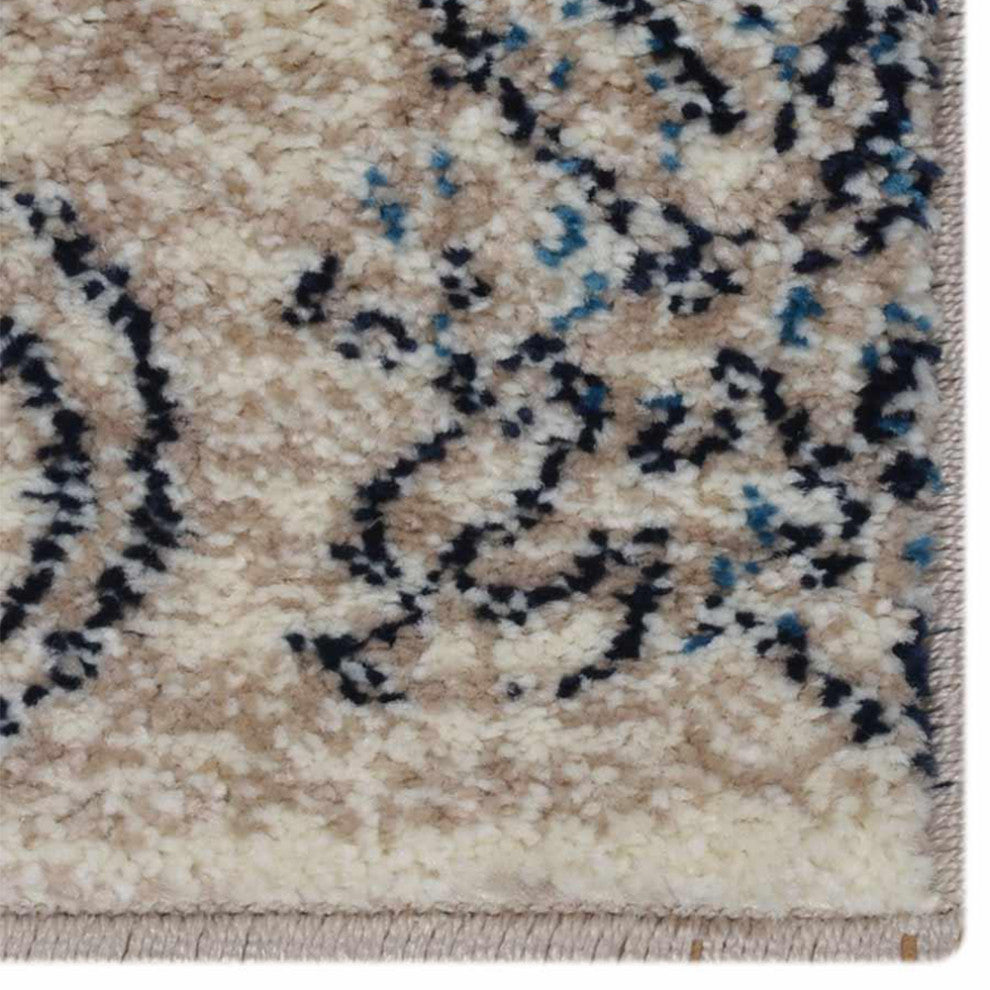 Machine Woven Heatset Polypropylene Area Rug Contemporary Beige Blue, [Rectangle] 4'x6'