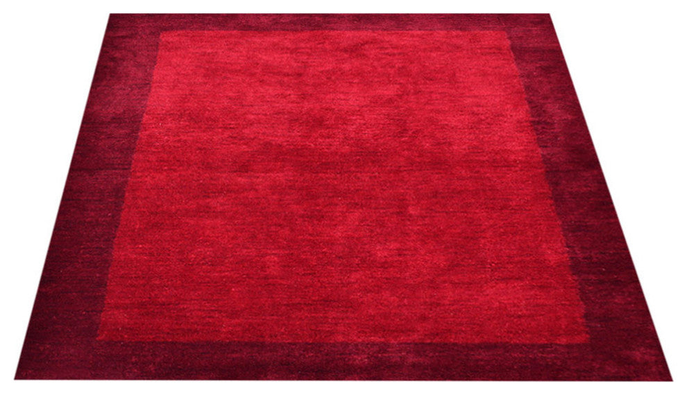 HAND KNOTTED LOOM SILK ECO-FRIENDLY AREA RUGS -8'x8', Square, Red, Contemporary