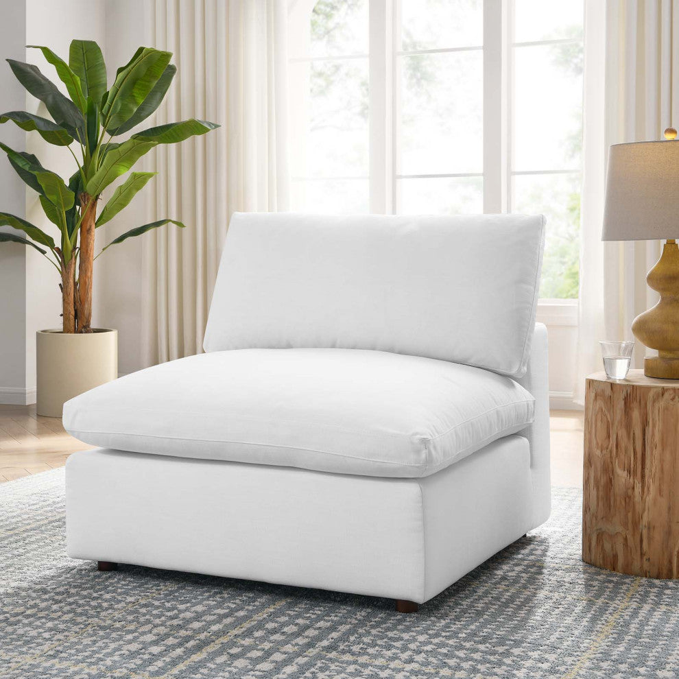 Commix Down Filled Overstuffed Armless Chair, Pure White