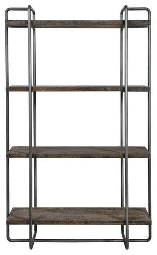 Rustic Modern Industrial Urban Etagere Steel Reclaimed Wood Shelves Open