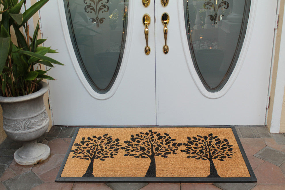 A1HC Designer Hand-Crafted Rubber Coir Double-Single Door Mat, 24"x48"