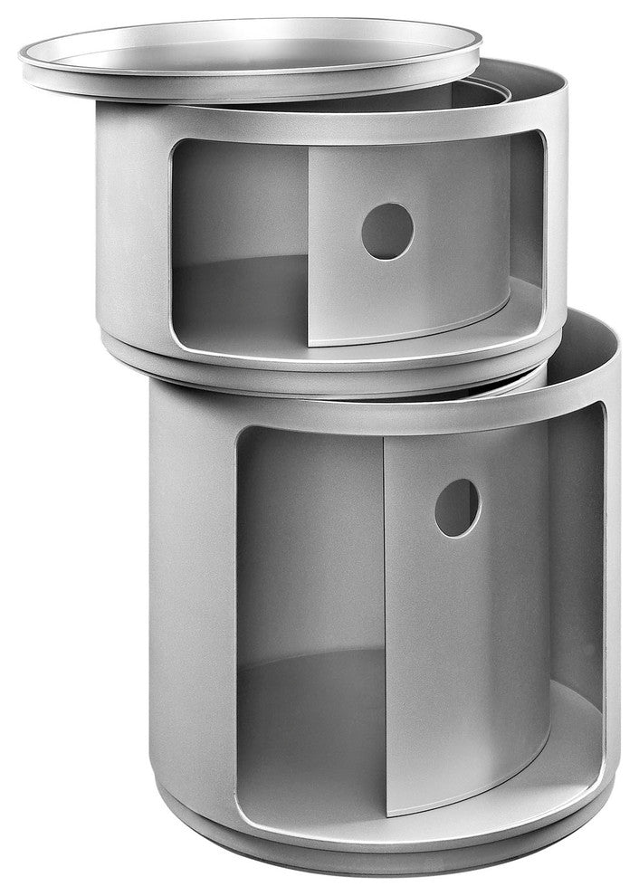 Modern Contemporary Living Room Storage Module Side Table Silver