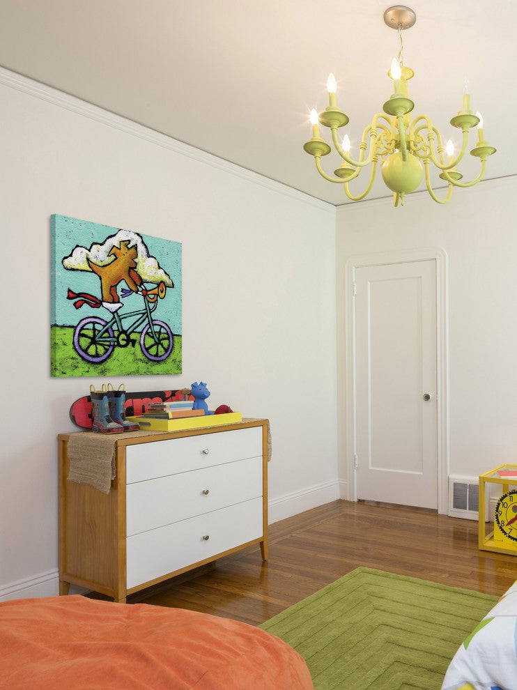 Marmont Hill, "Acrobat Dog Bike Antics" by Janet Nelson on Wrapped Canvas, 40x40