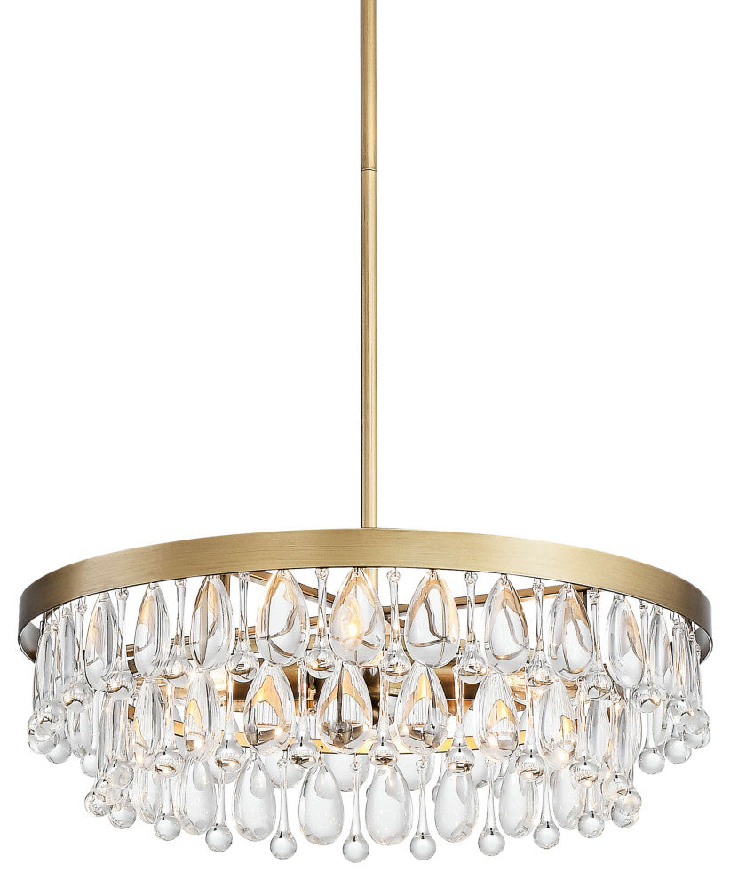 Bonnie Brushed Brass 4-light Crystal Teardrop Round Chandelier